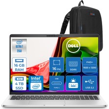 Dell Pro 16 Intel Core Ultra 7 255U 5.2ghz 16GB Ddr5 4tb SSD Freedos Intel® Aı Boost 16 Inç IPS Fullhd+ (1920X1200) Taşınabilir Bilgisayar PC16250BTO107F05 + Zetta Çanta