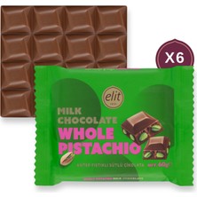 Elit Çikolata Bütün Antep fıstıklı Sütlü Çikolata Tablet 60g - 6'lı Set
