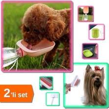 Hereveoyuncak Plastik Yıkanabilir Taşınabilir Su Şişesi Kabı + Kolay Temizlenen Tüy Tarama Fırçası - 2li Set X7N0M