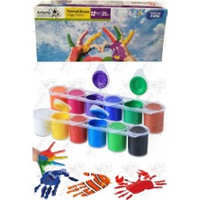 Artlantis Parmak Boya 12 Renk 1 Adet Fix Point 25 ml 12 Li Parmak Boyası Resim Dersi Su Bazlı Resim Okul Öncesi Kreş Anasınıfı