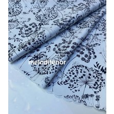 Polset Astarlı Kaymaz Kolay Silinebilir Antrasit Cipso Çiçek Pvc Yuvarlak Muşamba Masa Örtüsü 140 x 140 cm