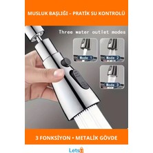 Letsii Metalik 3 Fonksiyonlu Musluk Başlığı Mutfak Için