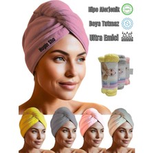 hugin sho Mikrofiber Saç Havlusu Boya Tutmaz Saç Bonesi Maske Havlusu Lastikli Plaj Havlusu