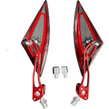 Cihadmotor Yarasa Üçgen Ayna Motosiklet Aynası Kırmızı (Tüm Motorlara Uyumlu Universal) (8mm ve 10MM)