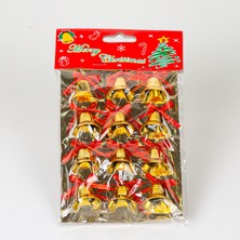 Empressco Yılbaşı Süsü Çanlar, 12'li, Dore, Kurdeleli, 2,5x3 Cm, Neşeli Atıştırmalıklar