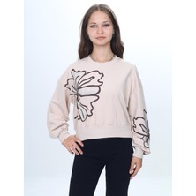 Asortix Kız Çocuk Oversize Kesim Iki Iplik Pamuklu Penye Likralı Kumaş Bel Lastikli SWEATSHIRT-SWT-0002