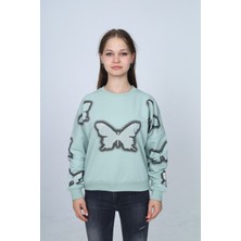 Asortix Kız Çocuk %100 Pamuk Sweatshirt – Iki Iplik Kelebek DESENLI-SWT-0001-3012