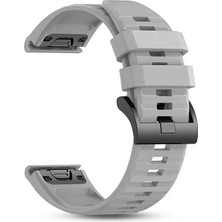 Caseonn Garmin Fenix 7 Solar Quick Fit Uyumlu Yedek Silikon Kordon Gri