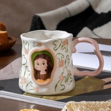 Palto Tasarım Vintage Tasarım Kupa (Pembe Kulp ) - Hediye Seramik Kupa