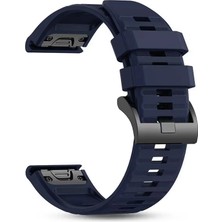 Caseonn Garmin Fenix 5x Plus Titanium Quick Fit Uyumlu Yedek Silikon Kordon Lacivert