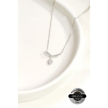 Lynare 316L Çelik Zirkon Taşlı Düğüm Sallantı Beyaz Kalp Figür Kadın Kolye