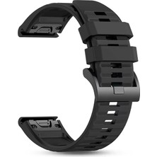 Caseonn Garmin Fenix 6x Sapphire Quick Fit Uyumlu Yedek Silikon Kordon Siyah