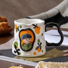 Palto Tasarım Vintage Tasarım Kupa (Siyah Kulp ) - Hediye Seramik Kupa