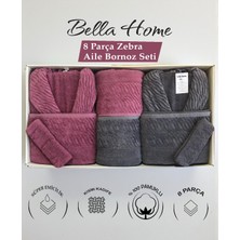 Bella Home 8 Parça Zebra Aile Bornoz Seti - %100 Pamuk - Orijinal Lüks Kutu