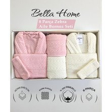 Bella Home 8 Parça Zebra Aile Bornoz Seti - %100 Pamuk - Orijinal Lüks Kutu