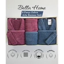 Bella Home 8 Parça Zebra Aile Bornoz Seti - %100 Pamuk - Orijinal Lüks Kutu