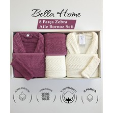 Bella Home 8 Parça Zebra Aile Bornoz Seti - %100 Pamuk - Orijinal Lüks Kutu