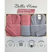 Bella Home 8 Parça Zebra Aile Bornoz Seti - %100 Pamuk - Orijinal Lüks Kutu