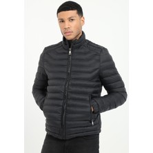 Dufy Siyah Kapitone Slim Fit Erkek Mont