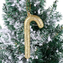 Empressco Yılbaşı Ağacı Süsü Şeker Kamışı Altın Simli Parlak ve Şık Dekorasyon Aksesuarı