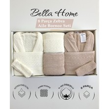 Bella Home 8 Parça Zebra Aile Bornoz Seti - %100 Pamuk - Orijinal Lüks Kutu