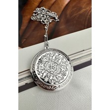 Modex Motif Işlemeli Yuvarlak Açılabilir Kapaklı Kolye (68CM)