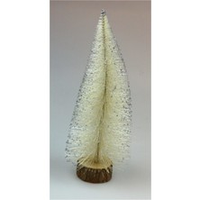 Empressco Beyaz 30CM Krem Çam Ağacı Gümüş Karlı Süs, Şık ve Zarif Yılbaşı Dekoru