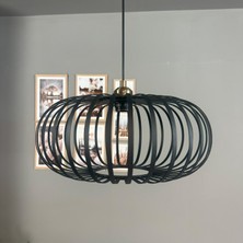 Bamyum Este Siyah Sarkıt Avize Yarım Lale Başlık Iç Mekan Aydınlatma Dekoratif Mutfak Cafe Ofis