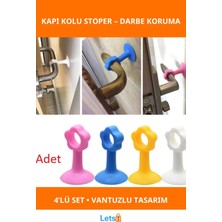 Letsii Renkli Vantuzlu Geçmeli Kapı Kolu Stoperi 4'lü Set