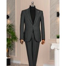 Italyan Stil Slim Fit Sivri Yaka Ceket Pantolon Takım Elbise Yeşil T14912