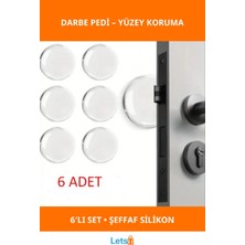 Letsii Şeffaf Silikon Kapı Durdurucu Darbe Pedi Koruyucu 6'lı Set