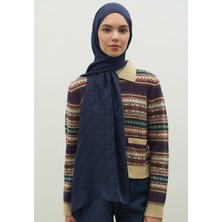 Fresh Scarfs  Monogram Pamuk Floş Jakarlı Şal Gece Mavisi