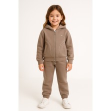 Yavrucak Fermuarlı Kapşonlu Çocuk Ikili Takım Vizon - Toprak Tonu - 7 Yaş