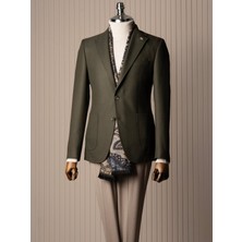 Italyan Stil Slim Fit Erkek Ceket Pantolon Kombin Takım Elbise Yeşil T14672