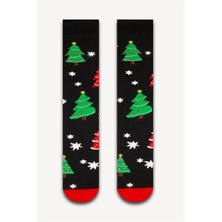 Neşeli Çoraplar Siyah Yılbaşı Havlu Çorap