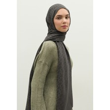 Fresh Scarfs  Monogram Pamuk Floş Jakarlı Şal Koyu Gri