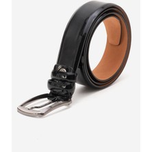 Dericlub Hakiki Deri 3.5cm Erkek Rugan Klasik Kemer 519 Siyah