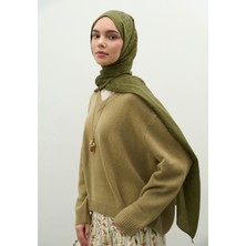 Fresh Scarfs  Monogram Pamuk Floş Jakarlı Şal Zeytin Yeşili