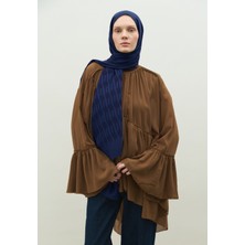 Fresh Scarfs  Nara Pamuk Floş Jakarlı Şal Gece Mavisi