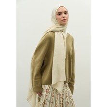 Fresh Scarfs  Nara Pamuk Floş Jakarlı Şal Bej