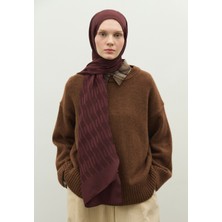 Fresh Scarfs  Nara Pamuk Floş Jakarlı Şal Bordo