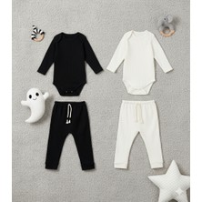 Kiddy Boo 2 Li Premium Set Nakışsız %100 Pamuk 0-3 Ay/24-36 Ay (3 Yaş)Arası Zıbın Çıtçıtlı Body ve Pantolon Takımı Unisex Kız Erkek Bebek ve Çocuk