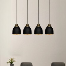 Bamyum Deep Dörtlü Siyah Eskitme Başlık Avize Sarkıt Salon Mutfak Butik Lamba Aydınlatma Avizeler