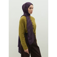 Fresh Scarfs  Nara Pamuk Floş Jakarlı Şal Patlıcan Moru