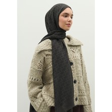 Fresh Scarfs  Monogram Pamuk Floş Jakarlı Şal Kömür