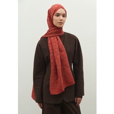 Fresh Scarfs  Oslo Pamuk Floş Jakarlı Şal Soft Kırmızı