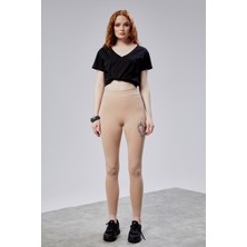The Fancy Kadın Kalp Detaylı Yüksek Bel Slim Fit Tayt