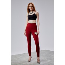 The Fancy Kadın Kalp Detaylı Yüksek Bel Slim Fit Tayt