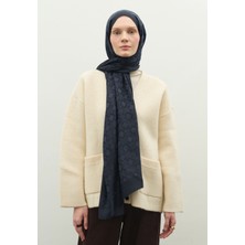 Fresh Scarfs  Oslo Pamuk Floş Jakarlı Şal Koyu Lacıvert
