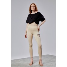 The Fancy Kadın Kalp Detaylı Yüksek Bel Slim Fit Tayt